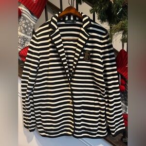 Ralph Lauren Black and White Striped Women's Sweater Blazer
